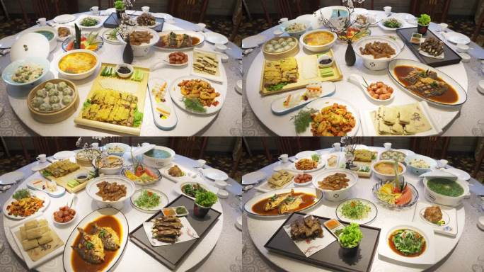 一桌丰盛的中国传统美食