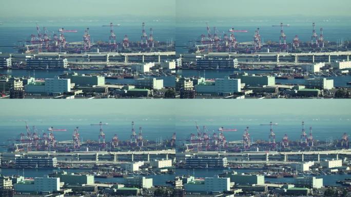 横滨港鸟瞰图。日本神奈川