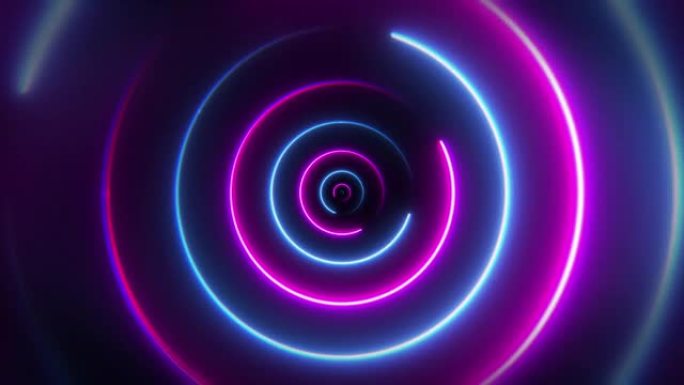生长圈制作的蓝紫色霓虹灯隧道-无限循环