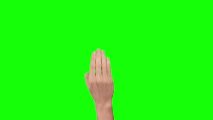 手4手指点击绿色屏幕背景。