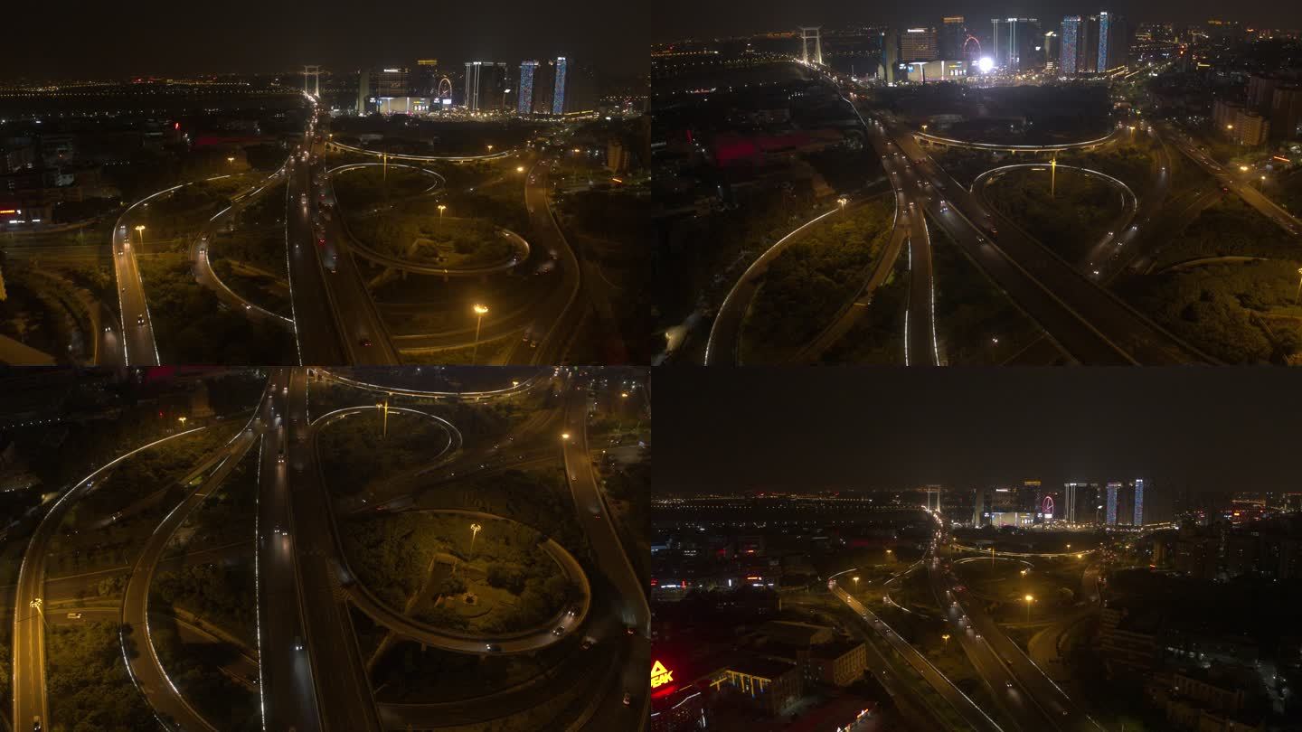 L泉州晋江夜晚交通航拍