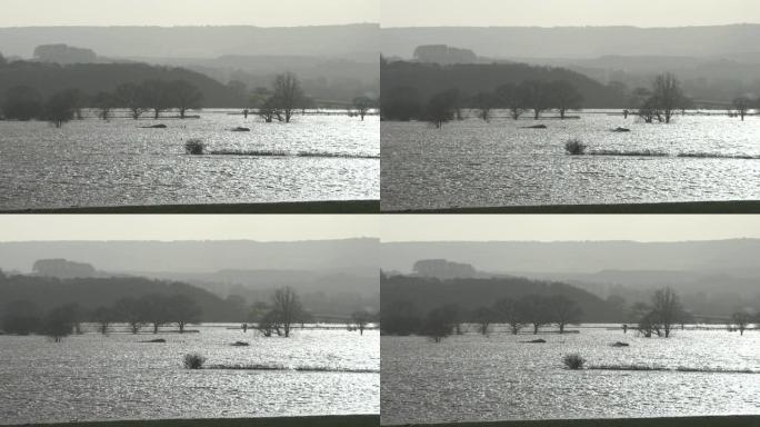 英格兰洪水泛滥的令人惊叹的电影镜头