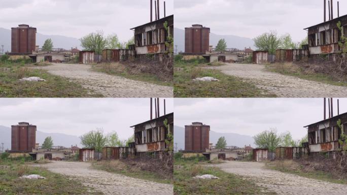 东欧后共产主义保加利亚的旧厂房和机库。