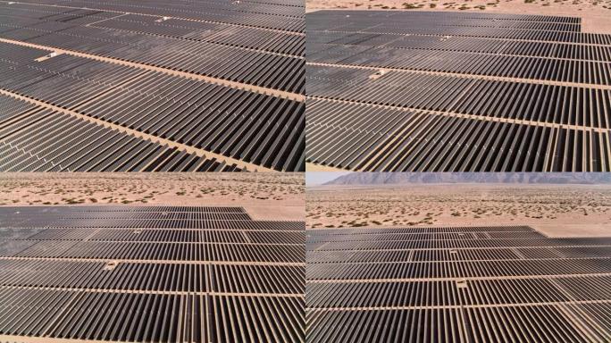 加利福尼亚州棕榈泉附近沙漠中的太阳能农场的太阳能电池板上方的空中