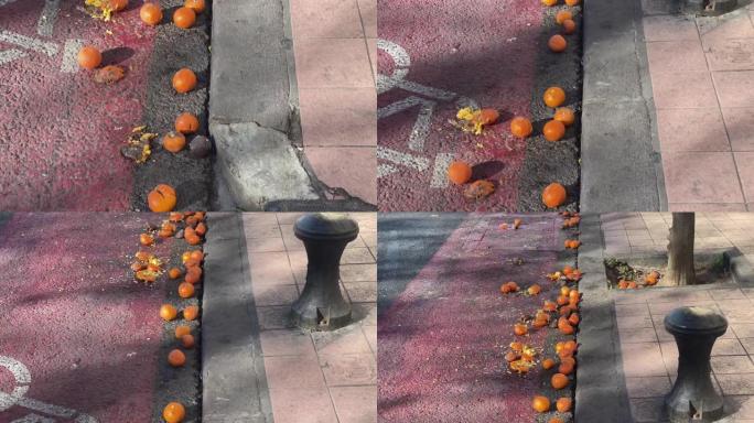 街上掉落的橘子