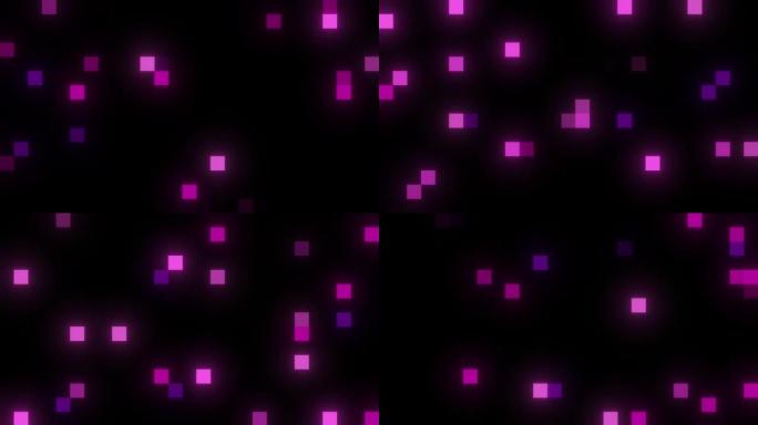 像素分散，溶解。像素梯度速度无缝环路。粉色抽象随机像素。复古未来主义赛博朋克风格。抽象随机渐变方块，