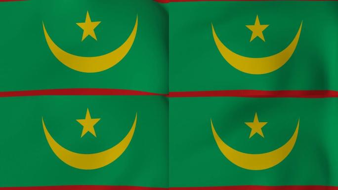 国旗在风中循环动画毛里塔尼亚