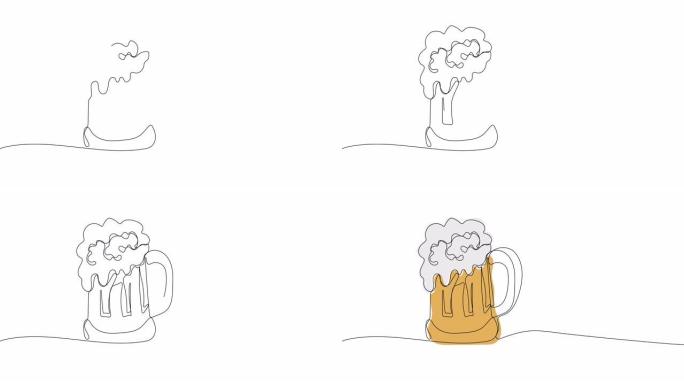 啤酒杯动画连续单线绘制
