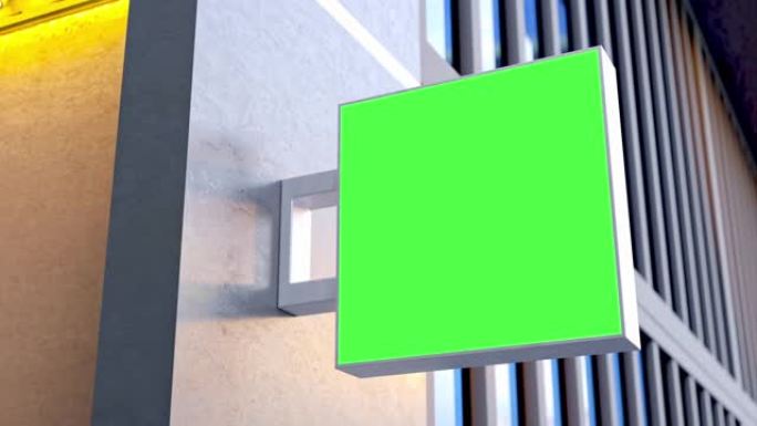 广告牌绿屏模型安装在建筑物外部。