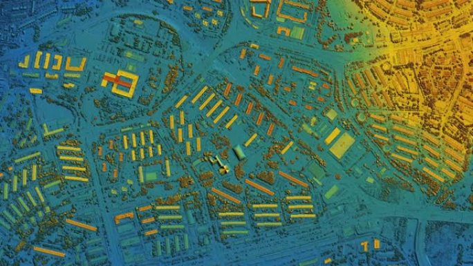 带有用于GIS的彩色地理空间数据的城市城市动画地图