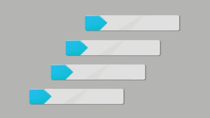 动画蓝色和白色4步信息图表时间轴与灰色背景。