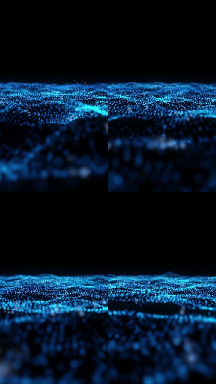经典蓝色抽象运动背景闪亮粒子波循环运动