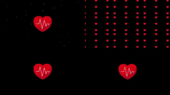 像素心跳心电图心脏故障图标动画。