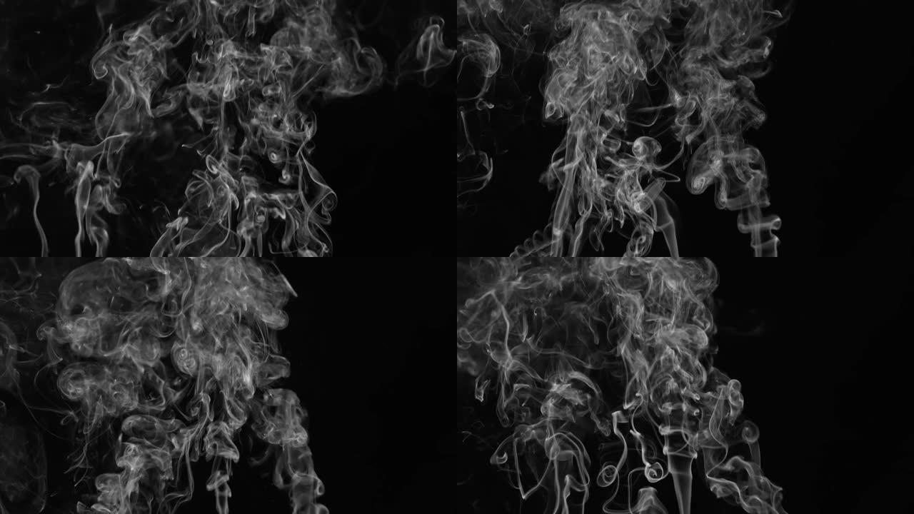 黑色背景上的抽象烟流