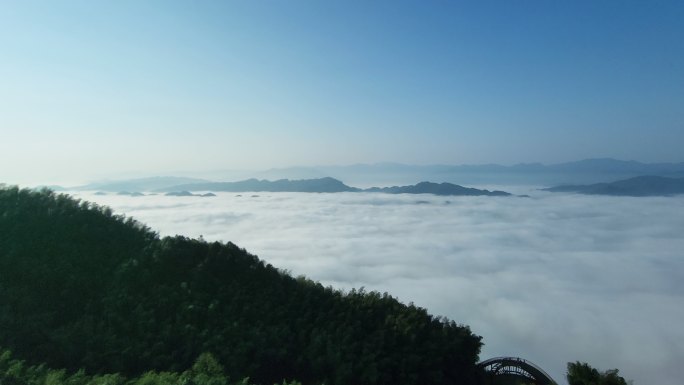 蜀南竹海观云台云海 阳光 山峦 航拍