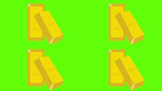 绿色屏幕上两个金色团块的动画