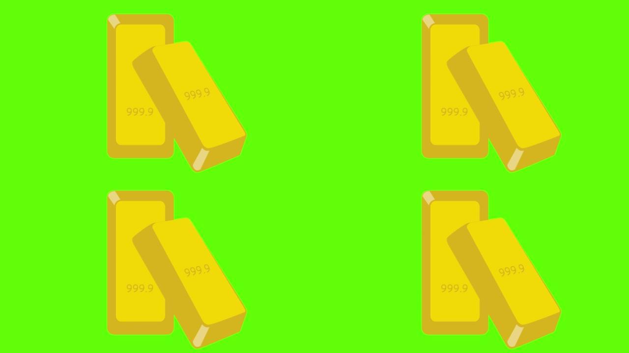 绿色屏幕上两个金色团块的动画