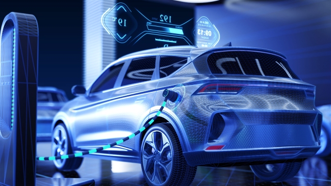 新能源电动汽车智能充电站素材(线框版)