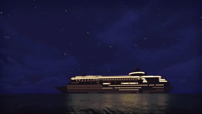 海上游船夜景动画