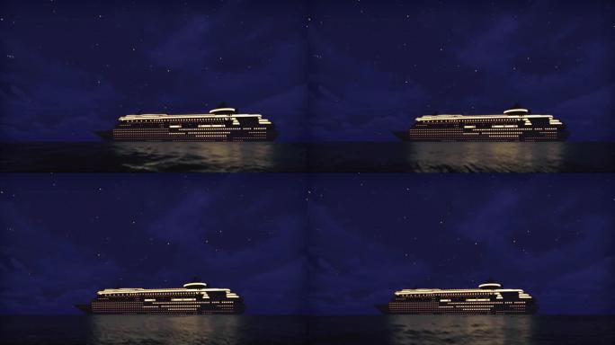 海上游船夜景动画