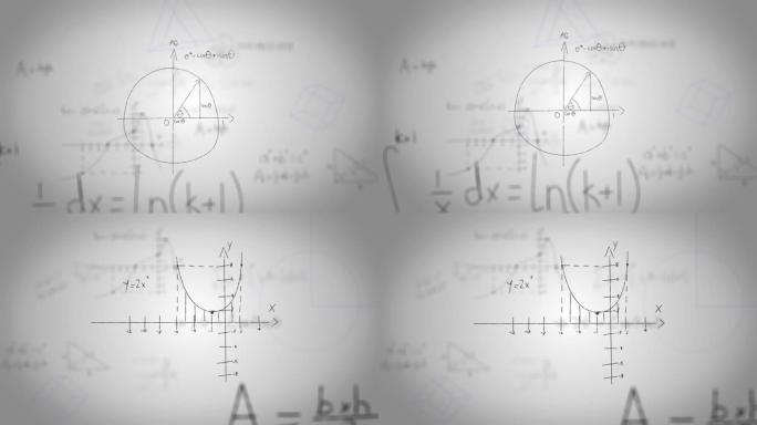 白色背景上的数学方程动画