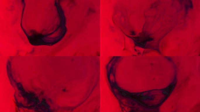 背景抽象液体画壁纸图案形成彩色红色墨水运动传播变形膨胀化学反应4k电影标题介绍