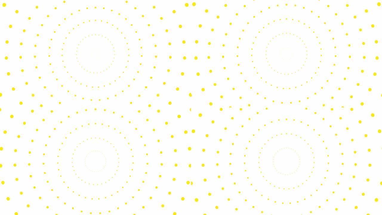 动画增加的黄点从中心开始旋转。矢量插图孤立在白色背景上。