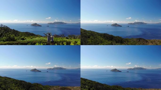 4k镜头，美丽的风景与平静的大海和岛屿