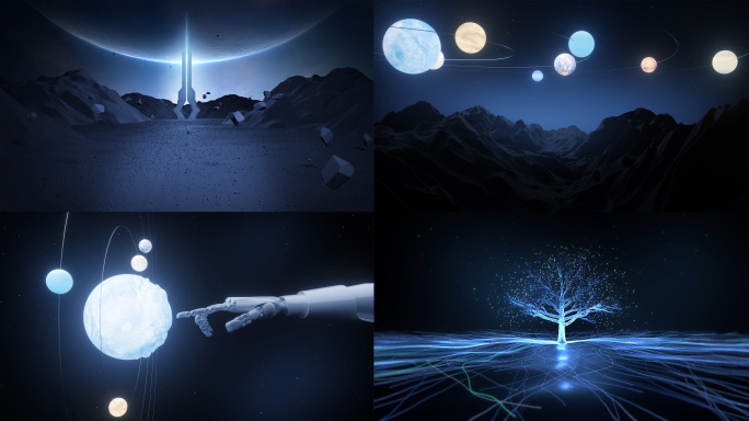 宇宙科技概念大数据粒子树片头AE+C4D