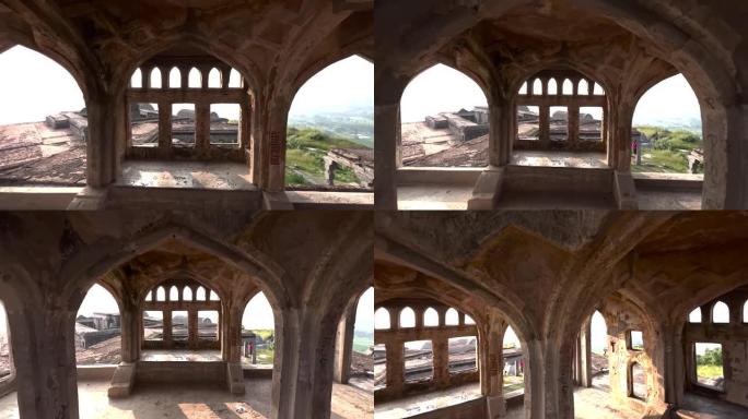 晴天，印度金吉堡一座古老堡垒的内部天线