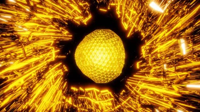能量vj回路流动中的金色辐射球