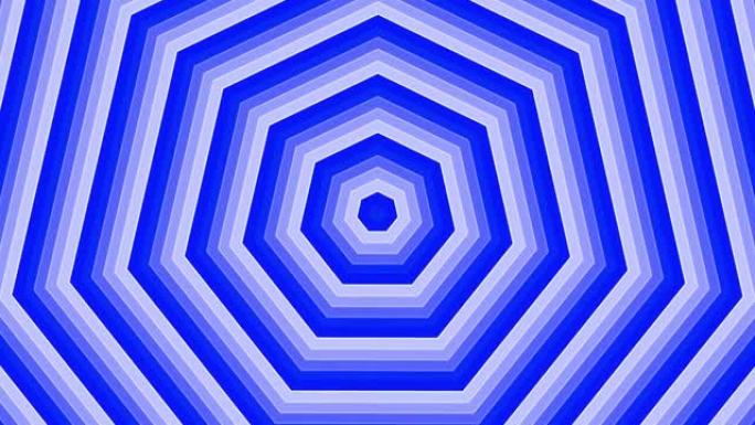 蓝色粗体七边形星星简单的平面几何在白色背景循环。星空七边形无线电波无尽的创意动画。星星无缝运动图形背