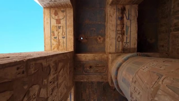 梅迪内·哈布神庙。埃及，卢克索。Medinet Habu的Ramesses III太平间庙宇是埃及卢