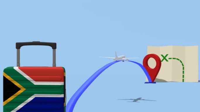 动画飞机和手提箱-南非之旅