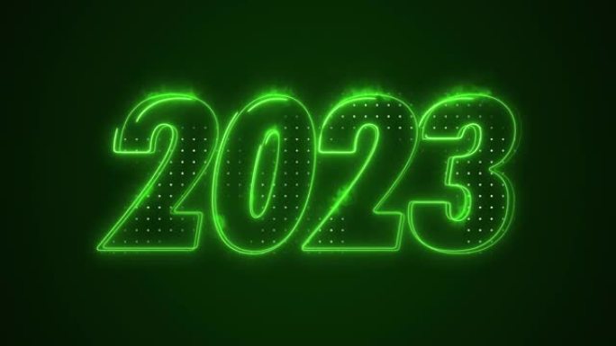 霓虹绿色2023年图标轮廓循环背景