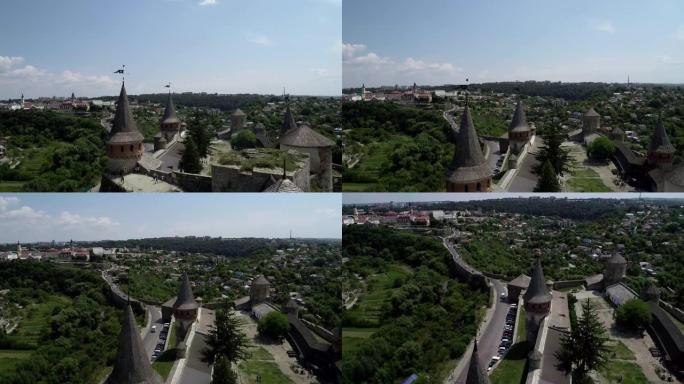 卡米亚涅茨-乌克兰Podilskyi市。城堡。塔。鸟瞰图
