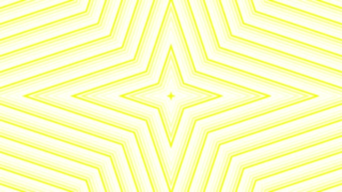 白色背景上的黄色四角星简单平坦几何循环。星空电波无尽的创意动画。星星无缝运动图形背景。阿斯特拉雷达声