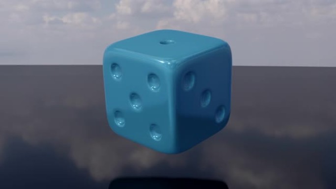 蓝色骰子3D动画旋转