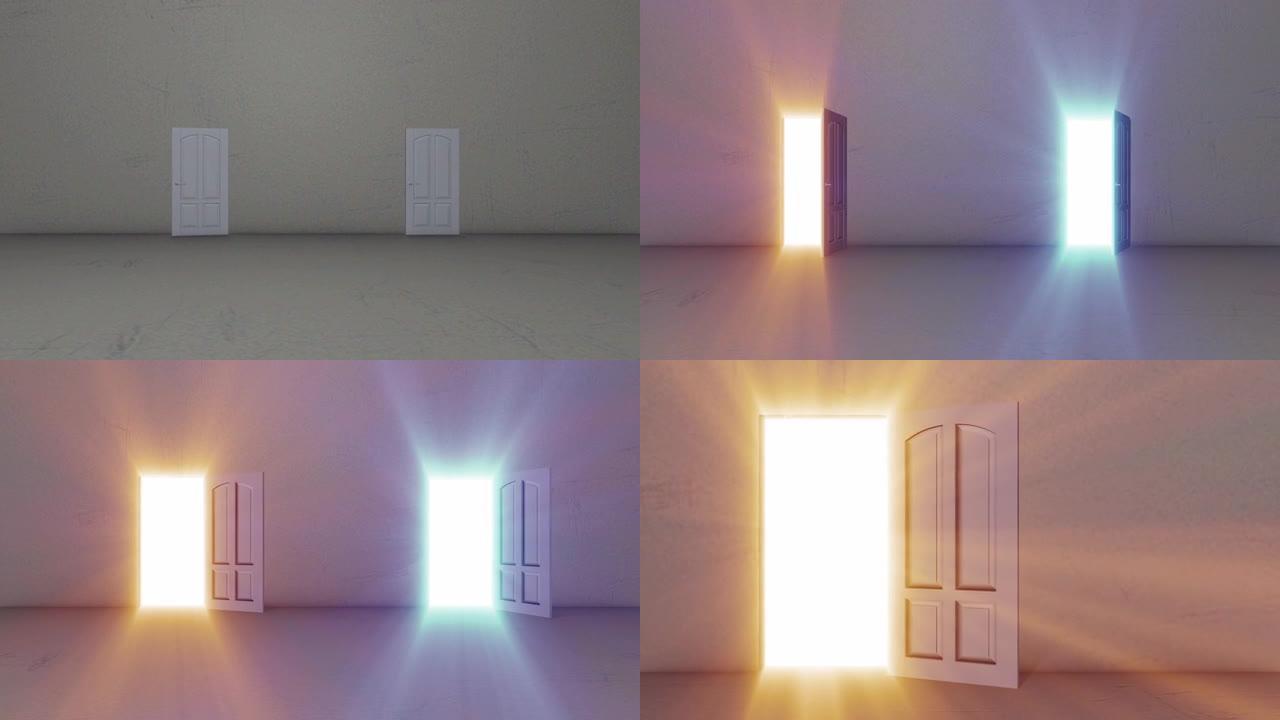 门开口与明亮的光照耀效果