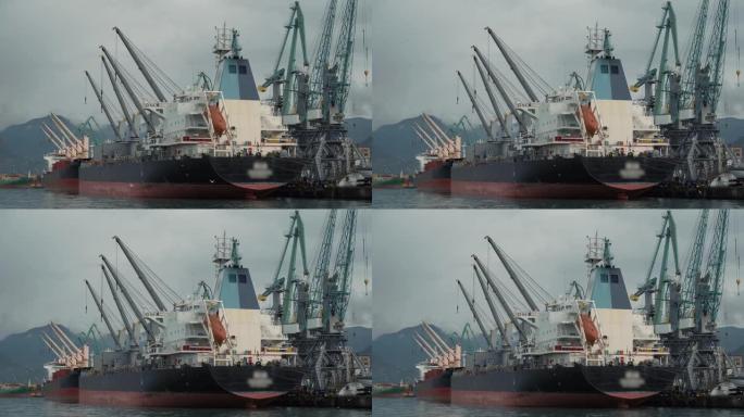 工业港口的货运船。物流，进出口商业，国际运输概念