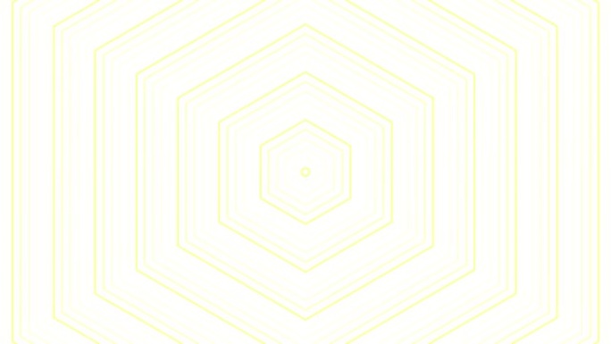 白色背景循环上的黄色纤细六角星简单扁平几何。星光灿烂的六边形无线电波无尽的创意动画。星星无缝运动图形