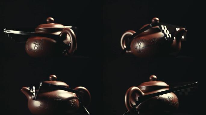 茶壶眼镜的镜头深色背景