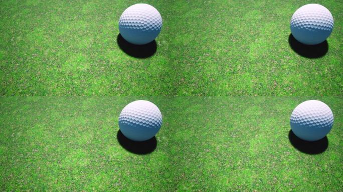 无牌高尔夫球在高尔夫推杆上无缝滚动的特写视图-可循环
