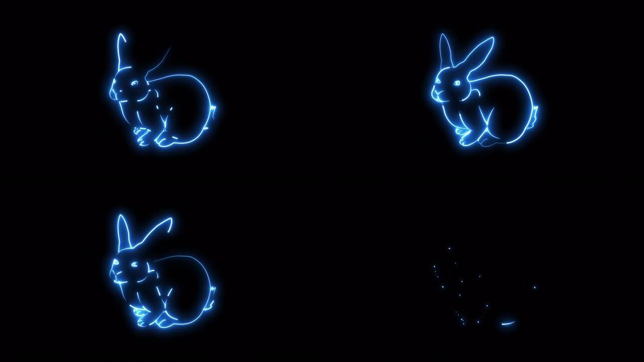 兔子的霓虹灯动画。