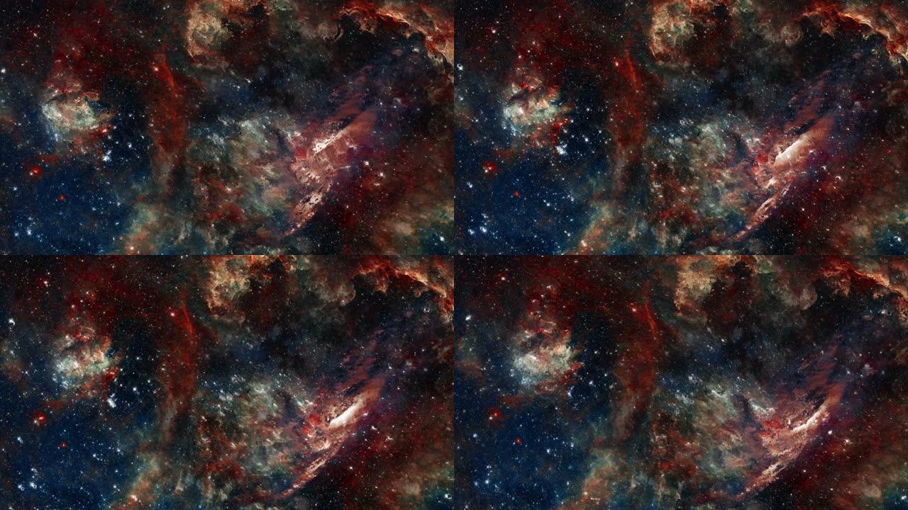 星云。3d中的条件结构。4K.由恒星，气体和尘埃组成的引力阵列。
