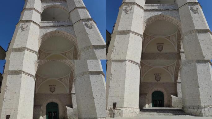 西班牙巴利亚多利德一座白色城堡的4k低角度镜头