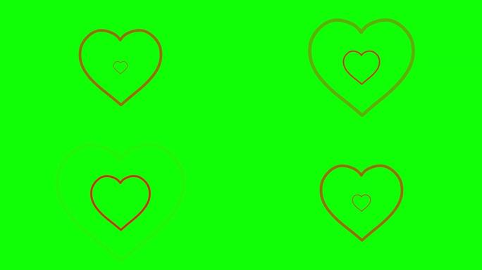 用绿色屏幕背景扩展红心运动图形