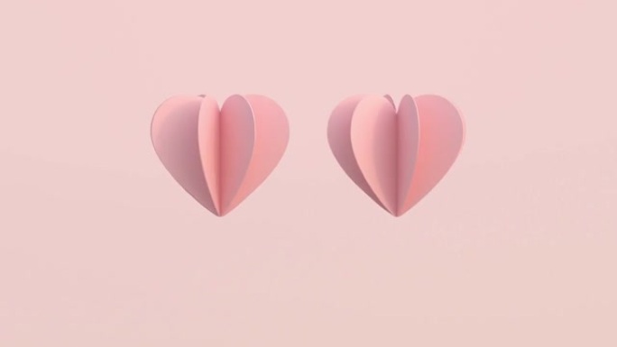 纸心旋转3d渲染粉色情人节概念