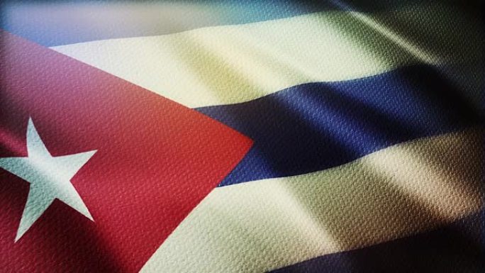 古巴国旗挥舞三维动画，古巴国旗