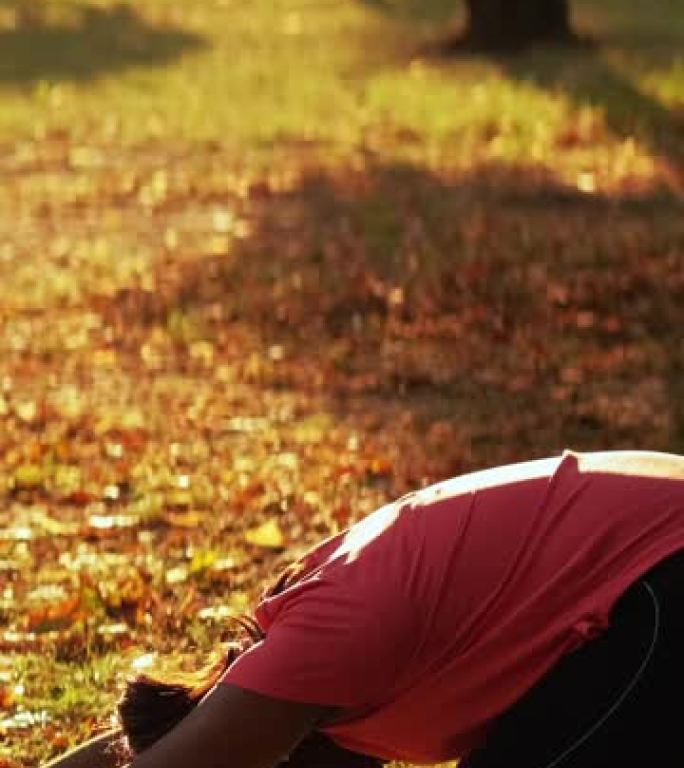公园垂直视频户外瑜伽女子训练